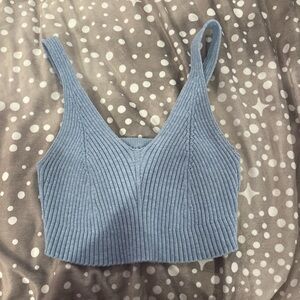 SHEIN Blue Ribbed Crop Tank Top